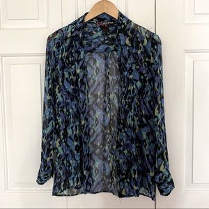 Peck & Peck printed sheer blouse